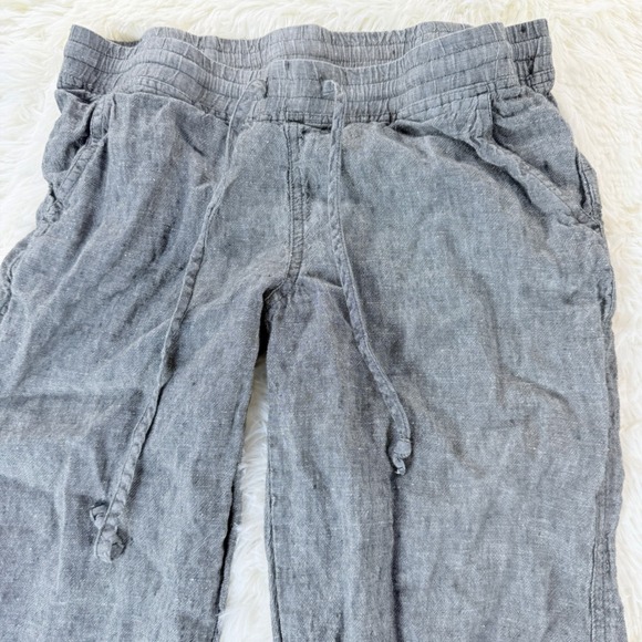 Allen Allen Gray Linen Pants Women's Medium 100 Percent Linen Drawstring Casual - Picture 1 of 13
